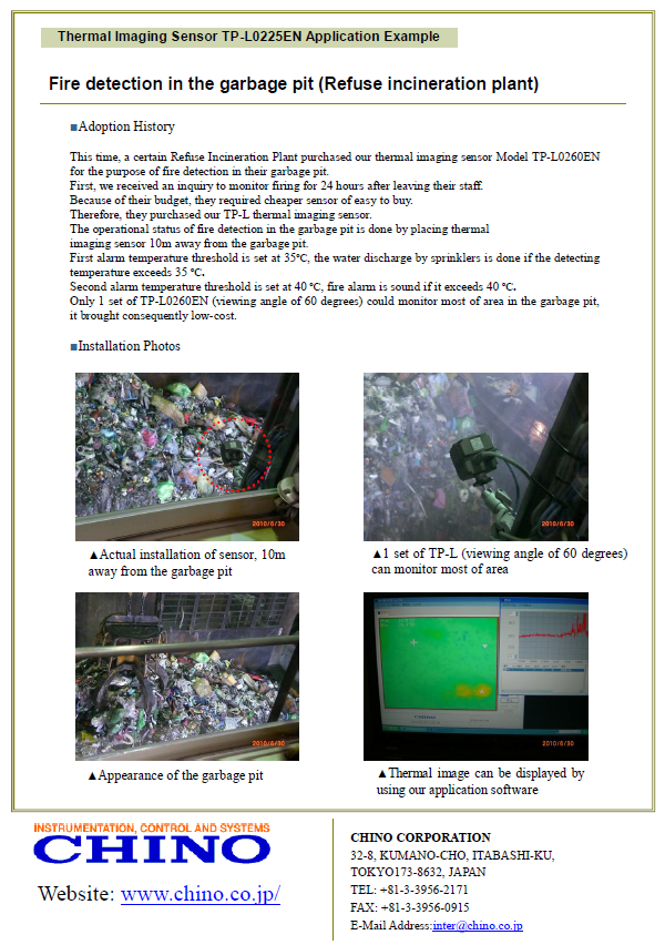 Fire detection in garbage pit